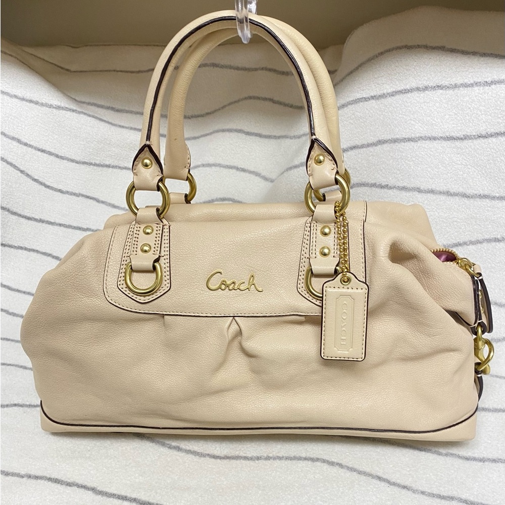 Coach Ashley Cream Leather Satchel